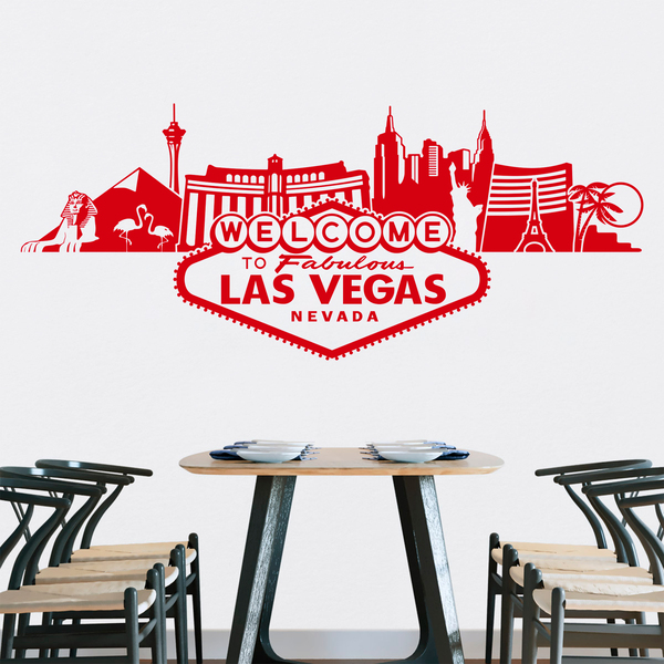 Skyline Las Vegas City Landscape Wall Sticker Quotes Pictures City Building  Panorama Notebook Wall Decal Vinyl Wall Stickers Quotes for Living Room