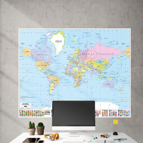 WORLD MAP self-adhesive poster