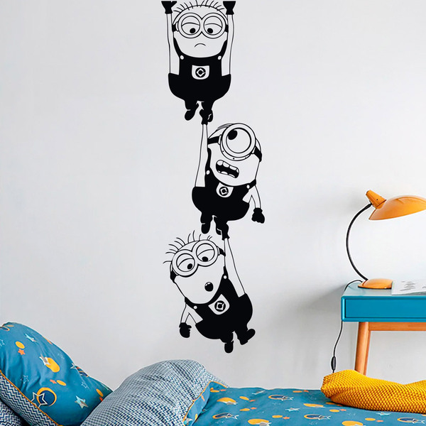 Hanging Minions Cartoon Vinyl Wall Stickers for Living Room, Bedroom, Kids  Room