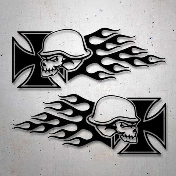 Flaming Skull And Crossbones Decal Sticker