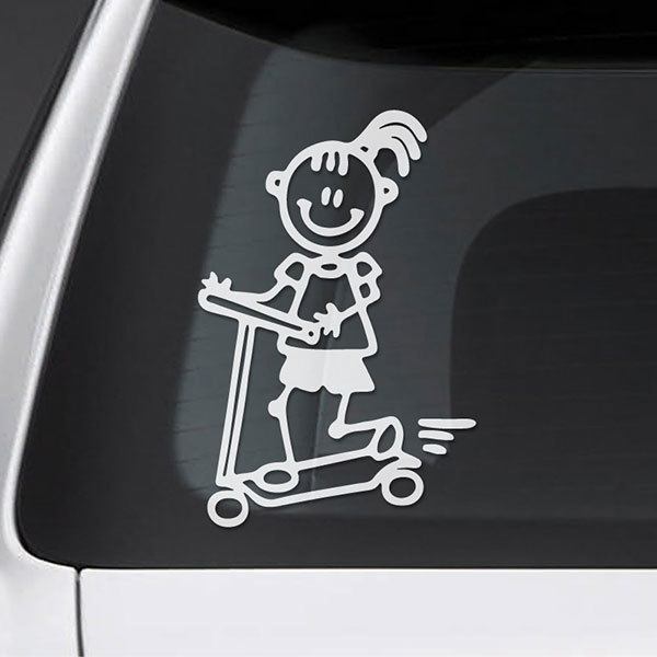Decal family Little girl on scooter MuralDecal.com