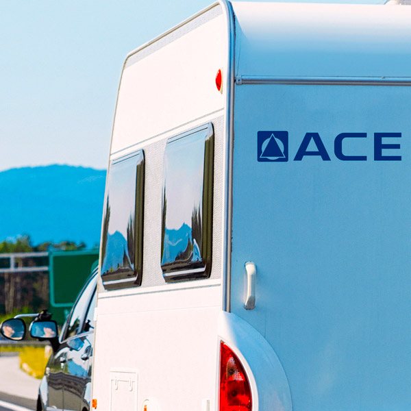 Camper van decals: Ace Caravan Decal Blue Logo