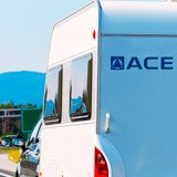 Camper van decals: Ace Caravan Decal Blue Logo 2