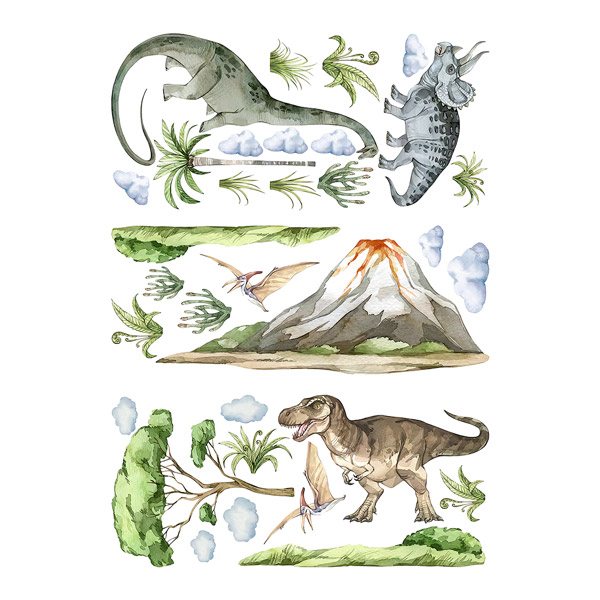 Stickers for Kids: Dinosaurs on a Jurassic adventure with clouds and 