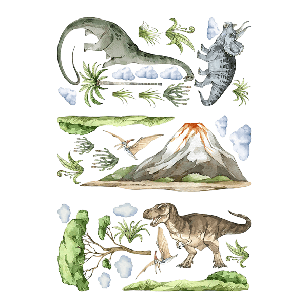 Stickers for Kids: Dinosaurs on a Jurassic adventure with clouds and 