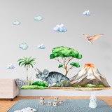 Stickers for Kids: Dinosaurs on a Jurassic adventure with clouds and  3