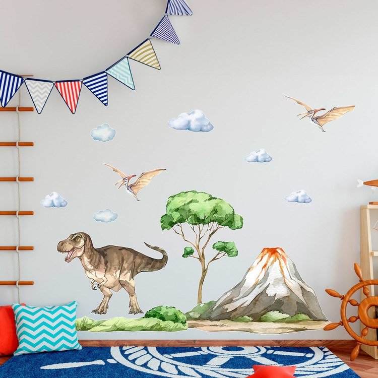 Stickers for Kids: Dinosaurs on a Jurassic adventure with clouds and 