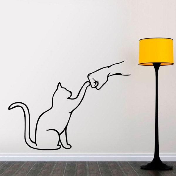 Wall Stickers: Cat and Hand Decorative Vinyl Sticker