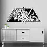 Wall Stickers: Mountain and beach with sun and moon 2