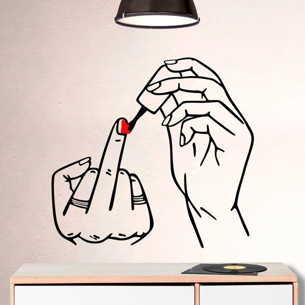 Wall Stickers: Hands painting nails with nail polish