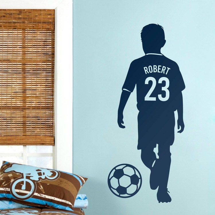 Stickers for Kids: Silhouette of a child footballer with personalized