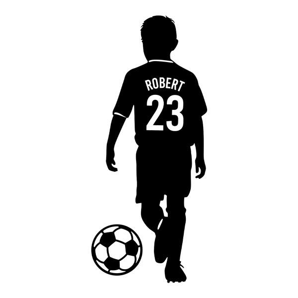 Stickers for Kids: Silhouette of a child footballer with personalized