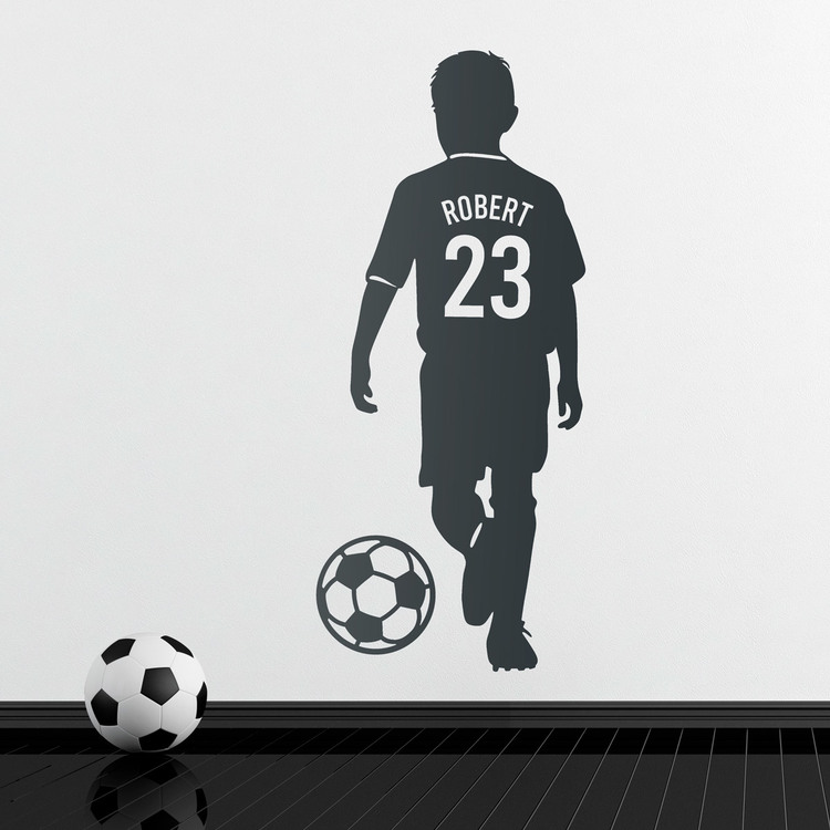 Stickers for Kids: Silhouette of a child footballer with personalized