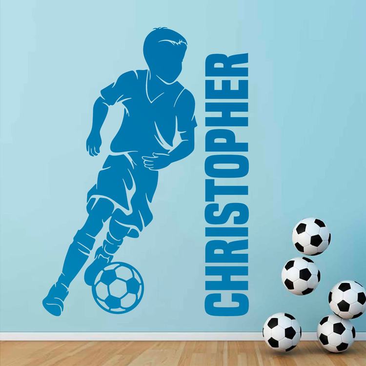 Stickers for Kids: Silhouette of a child footballer with personalized