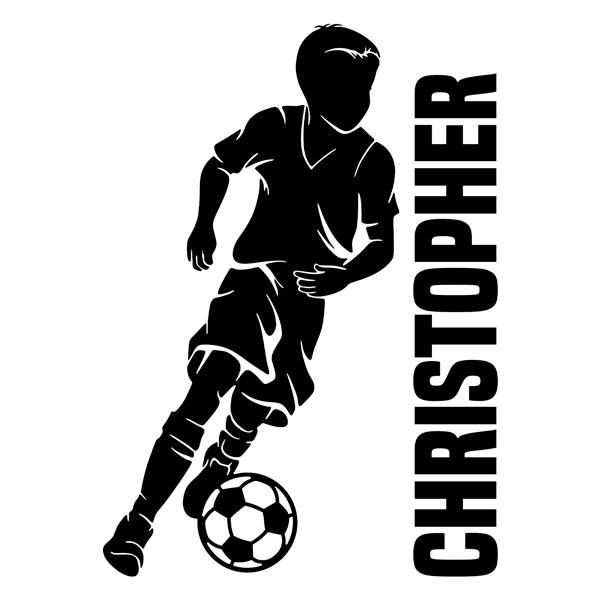 Stickers for Kids: Silhouette of a child footballer with personalized