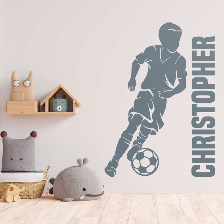 Stickers for Kids: Silhouette of a child footballer with personalized