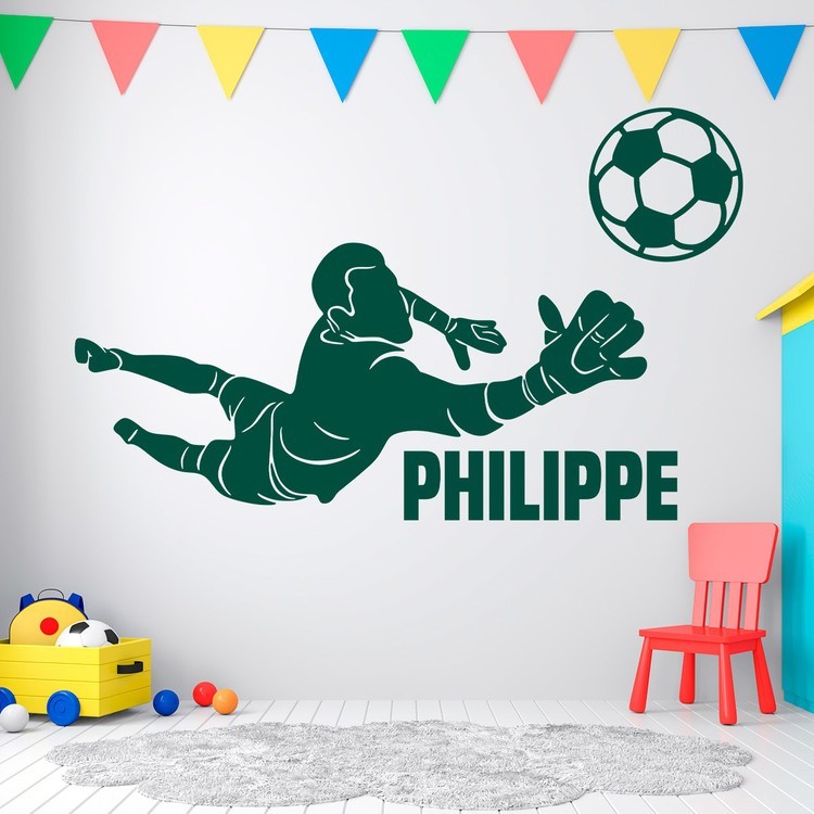 Stickers for Kids: Silhouette of a football goalkeeper with personali