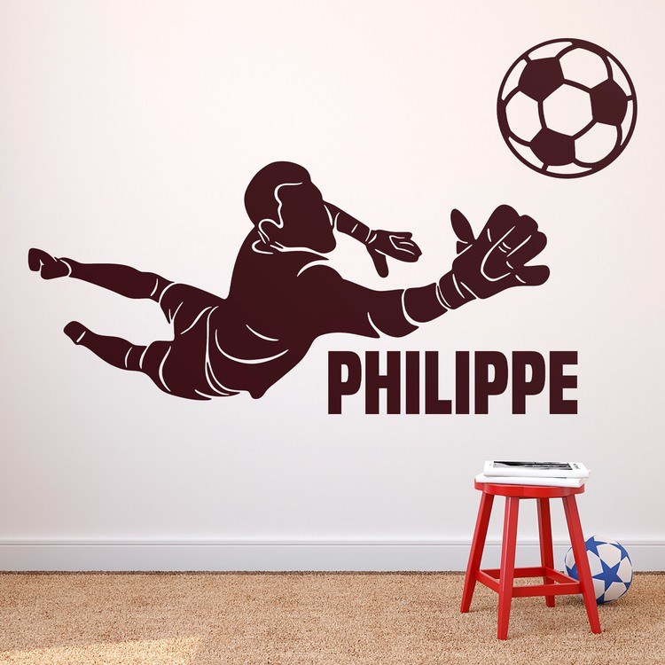 Stickers for Kids: Silhouette of a football goalkeeper with personali