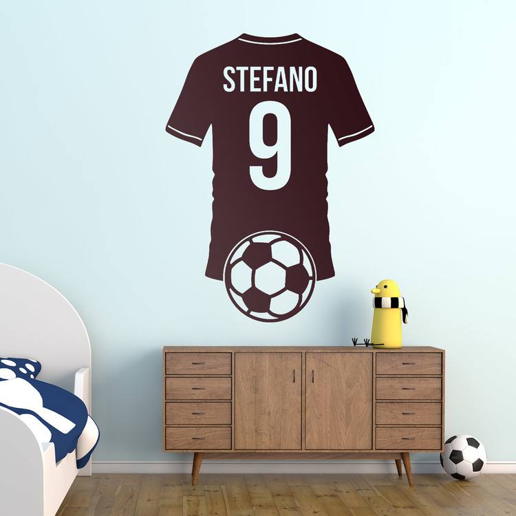 Stickers for Kids: Silhouette of a football jersey with personalized 