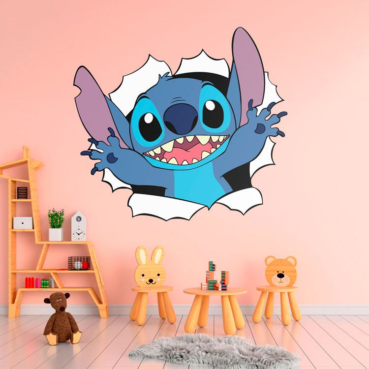 Stickers for Kids: Stitch breaking through the wall