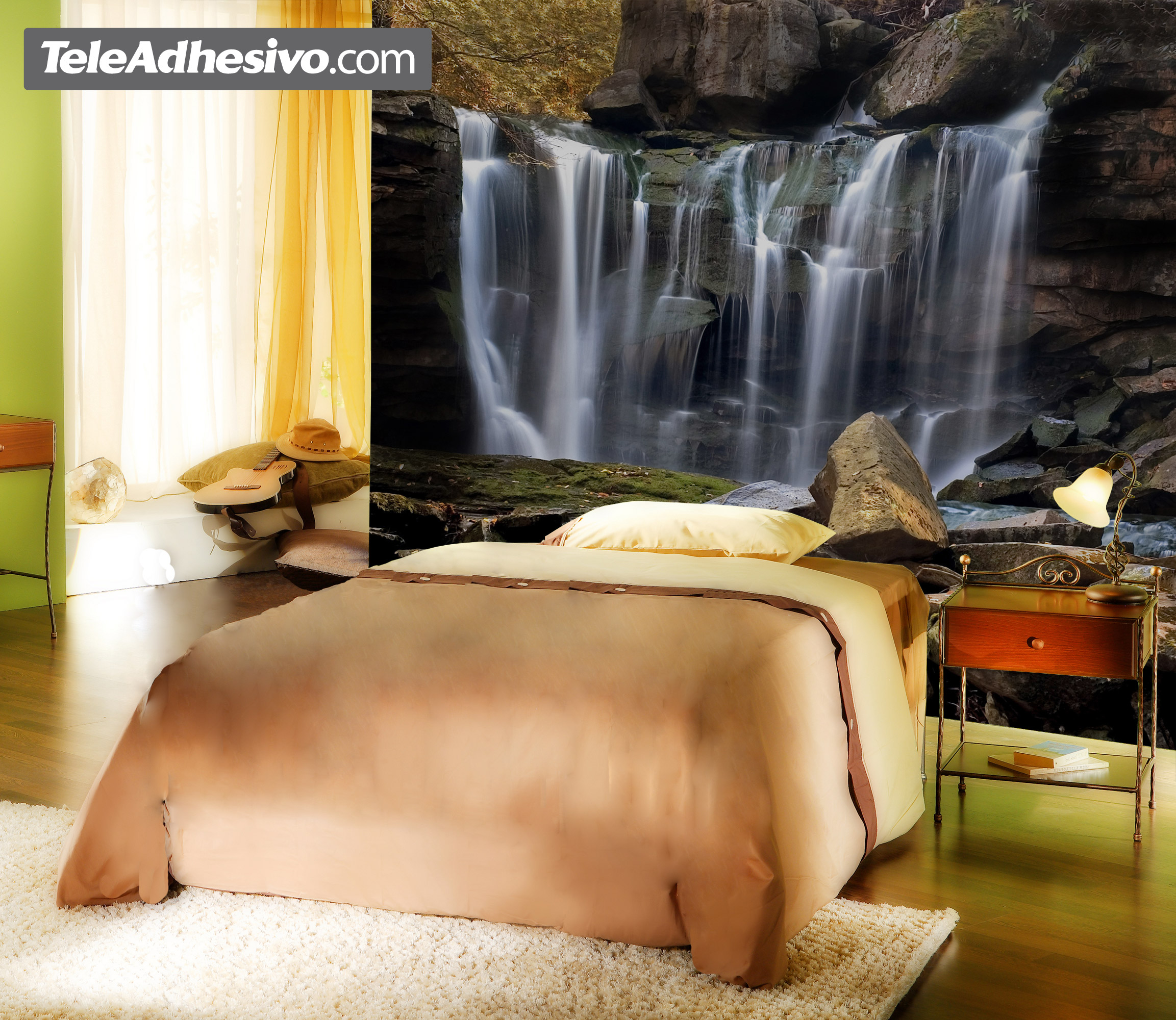 Wall mural Small mountain waterfall | MuralDecal.com