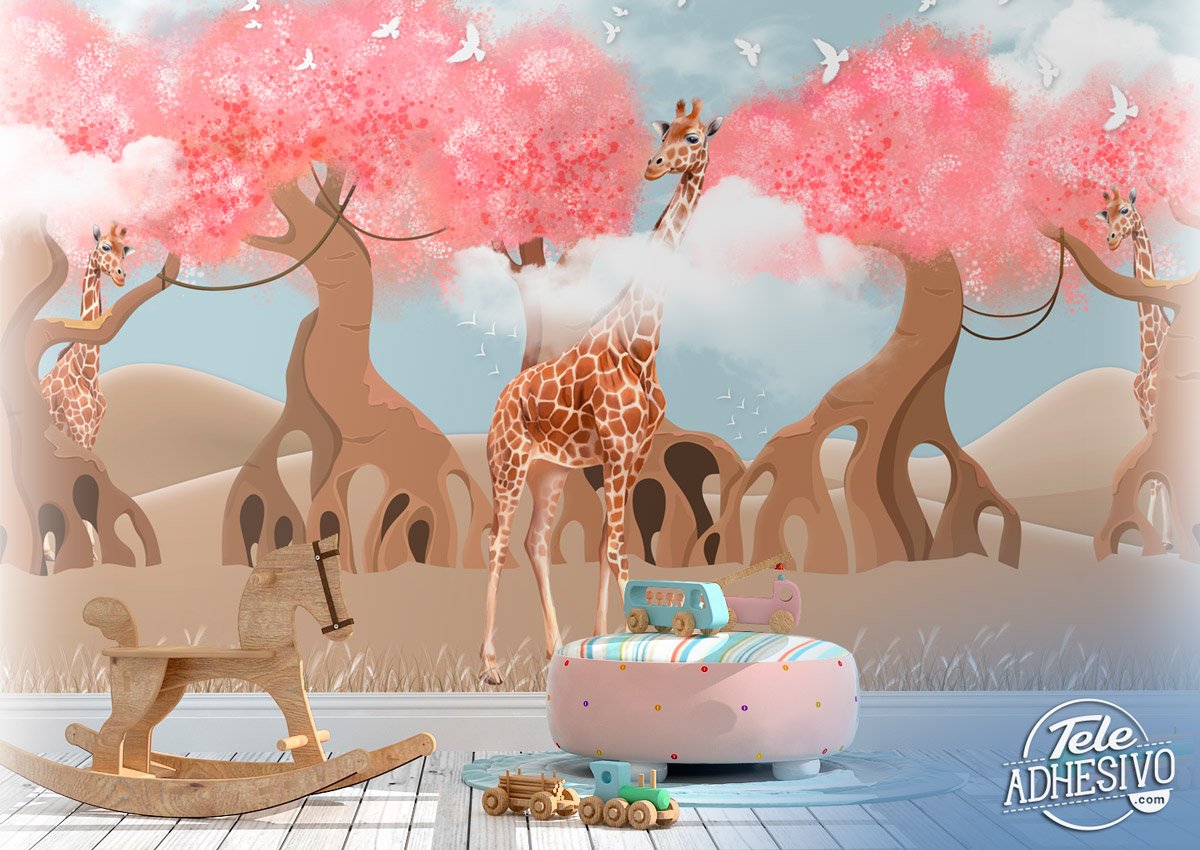 Wall Murals: Giraffe in the Clouds