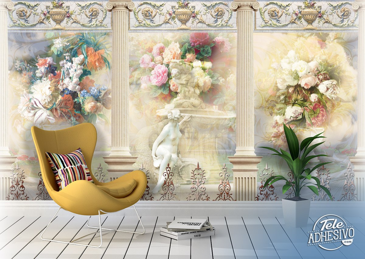 Wall Murals: Columns and Flowers