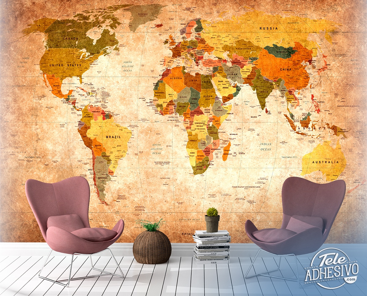 Wall Murals Didactic World Map 