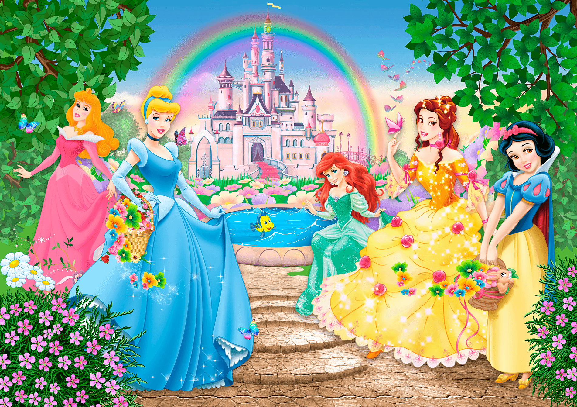 Wall mural Princesses and Disney Castle | MuralDecal.com