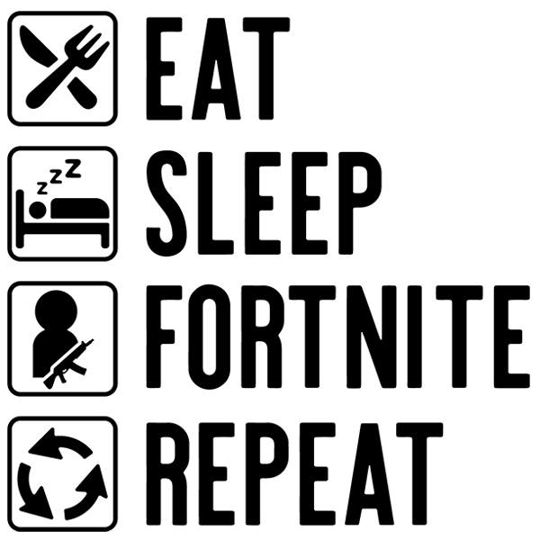 wall stickers routine fortnite in english - eat sleep fortnite repeat decal