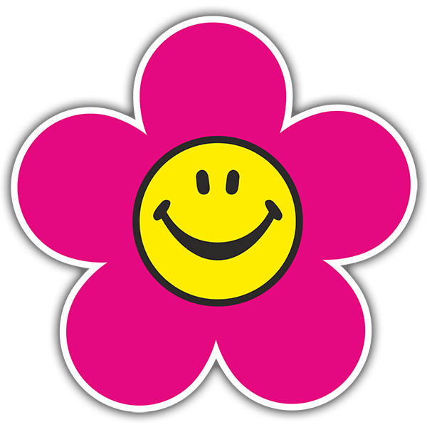 Sticker Pink Smiley Flower | MuralDecal.com