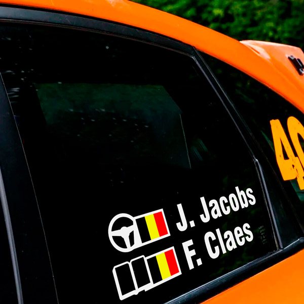 Car & Motorbike Stickers: Name and Belgian rally flag