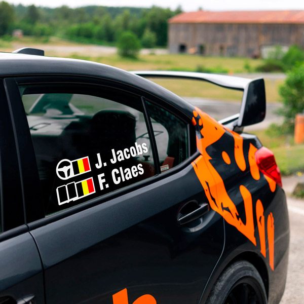 Car & Motorbike Stickers: Name and Belgian rally flag