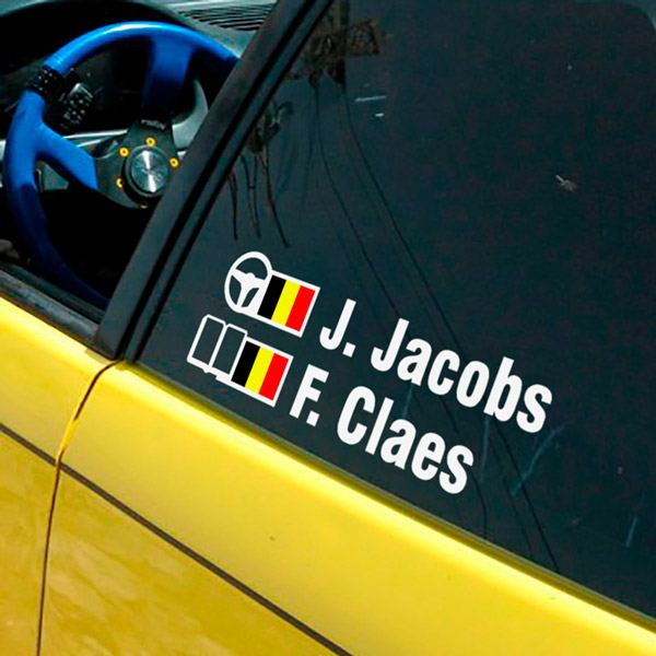 Car & Motorbike Stickers: Name and Belgian rally flag