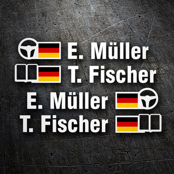 Car & Motorbike Stickers: Name and German rally flag