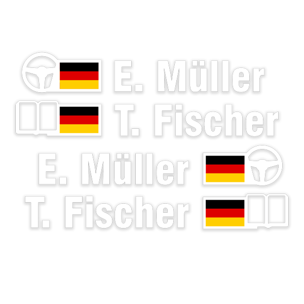 Car & Motorbike Stickers: Name and German rally flag