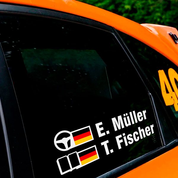 Car & Motorbike Stickers: Name and German rally flag