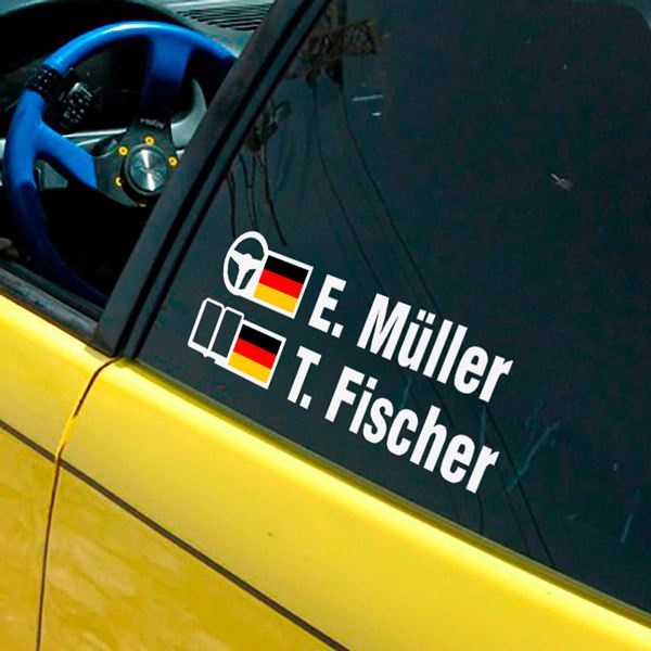 Car & Motorbike Stickers: Name and German rally flag