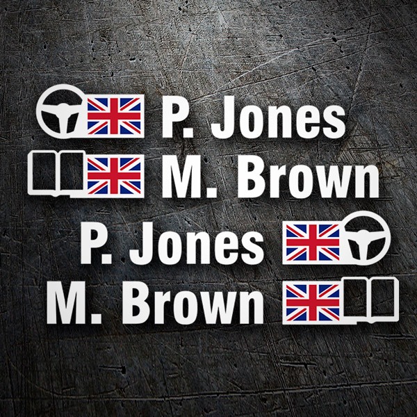 Car & Motorbike Stickers: Name and United Kingdom rally flag