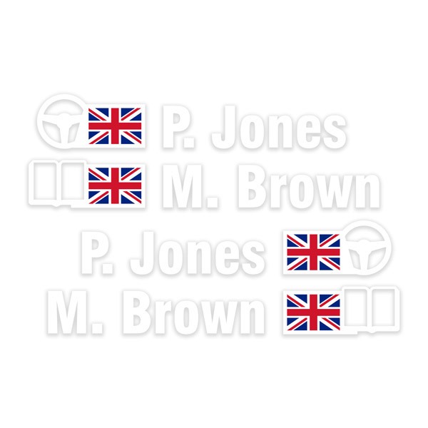 Car & Motorbike Stickers: Name and United Kingdom rally flag