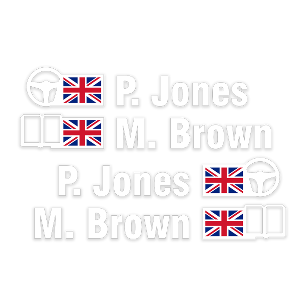 Car & Motorbike Stickers: Name and United Kingdom rally flag