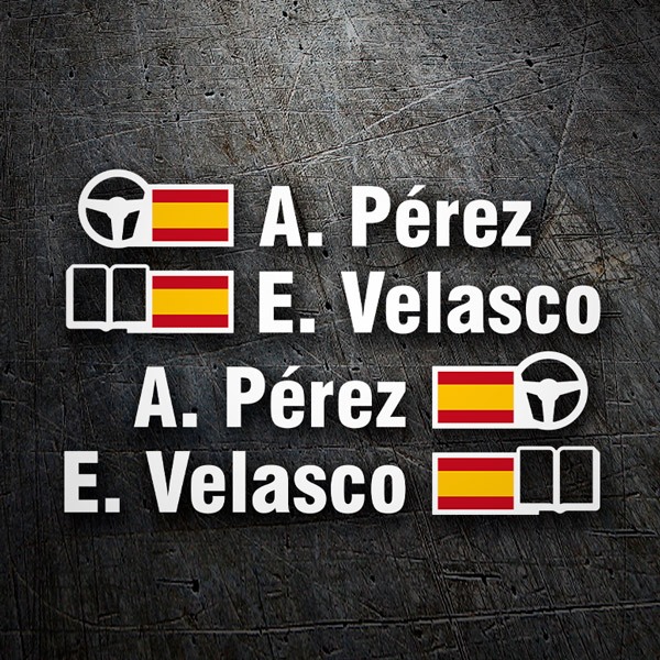 Car & Motorbike Stickers: Name and Spanish rally flag