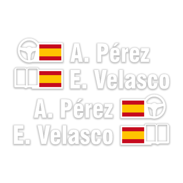 Car & Motorbike Stickers: Name and Spanish rally flag