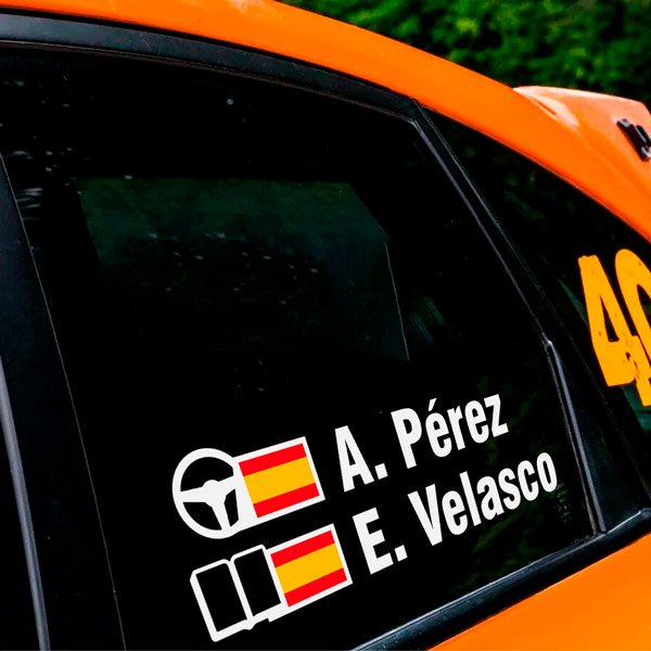 Car & Motorbike Stickers: Name and Spanish rally flag