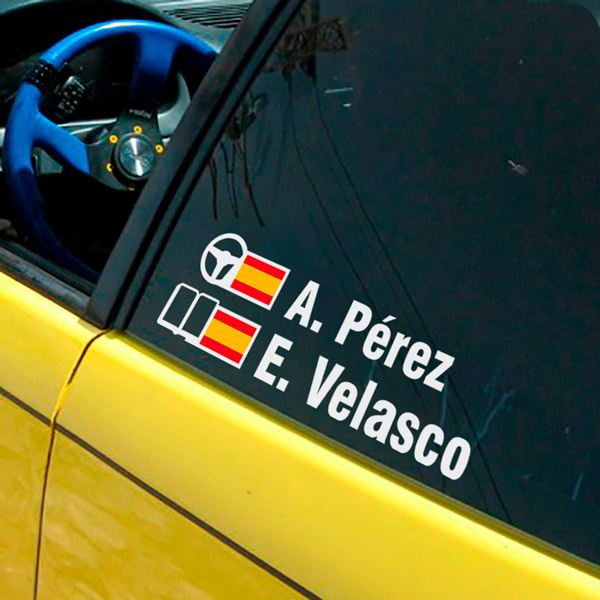 Car & Motorbike Stickers: Name and Spanish rally flag