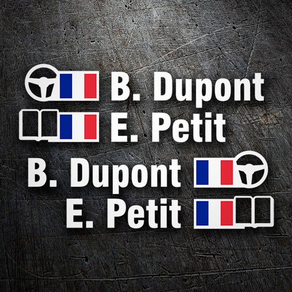 Car & Motorbike Stickers: Name and French rally flag