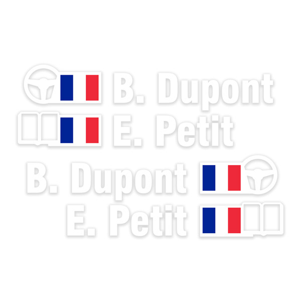 Car & Motorbike Stickers: Name and French rally flag