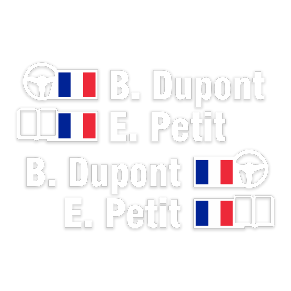 Car & Motorbike Stickers: Name and French rally flag