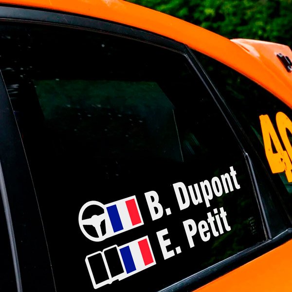 Car & Motorbike Stickers: Name and French rally flag