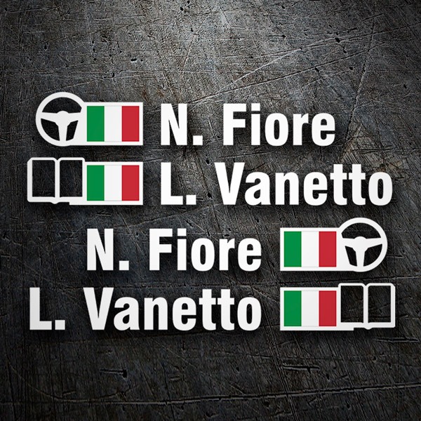 Car & Motorbike Stickers: Name and Italian rally flag